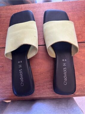 Chadwicks Pale Green Suede Slide Mules